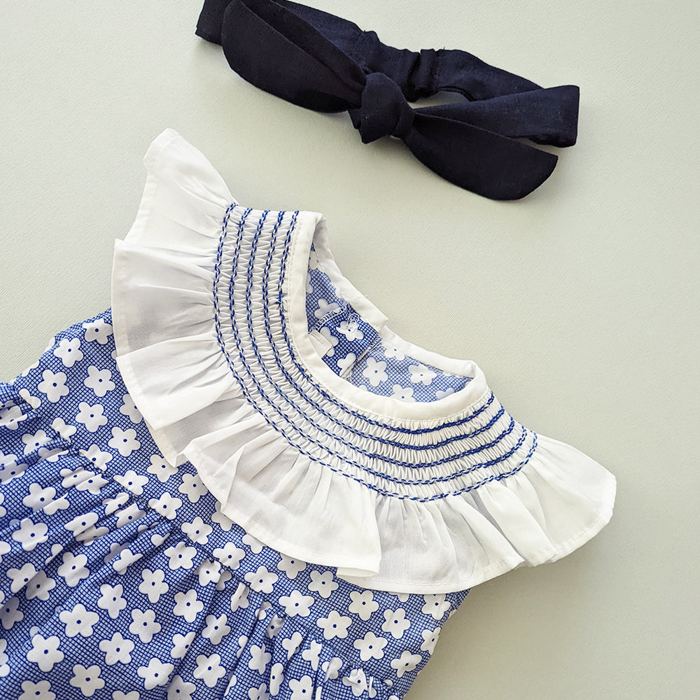 Vestido cuello español estampado