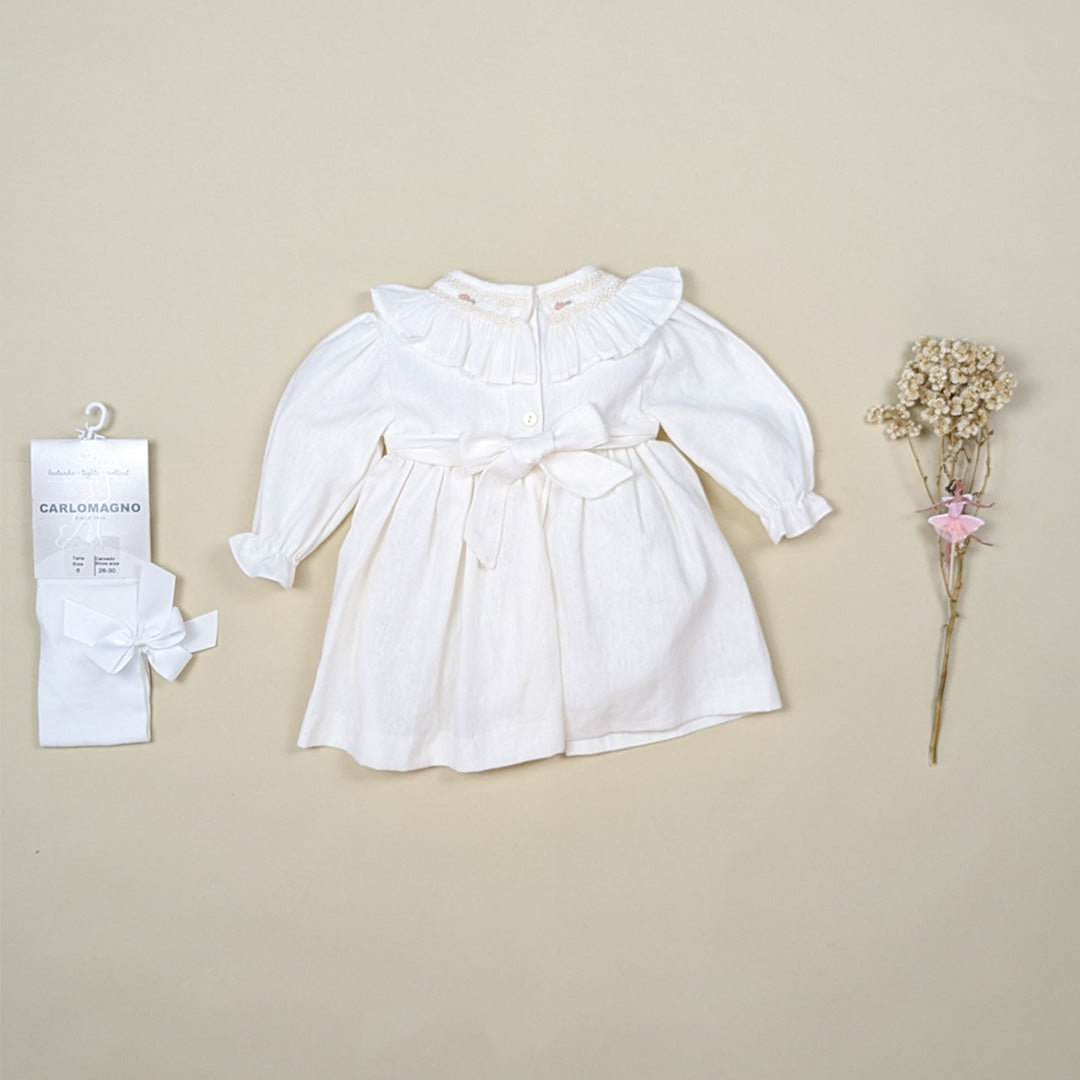 Vestido de lino cuello smock