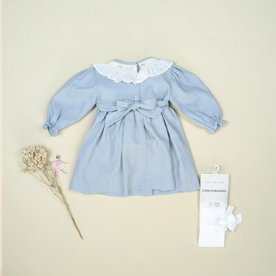 Vestido de lino cuello smock