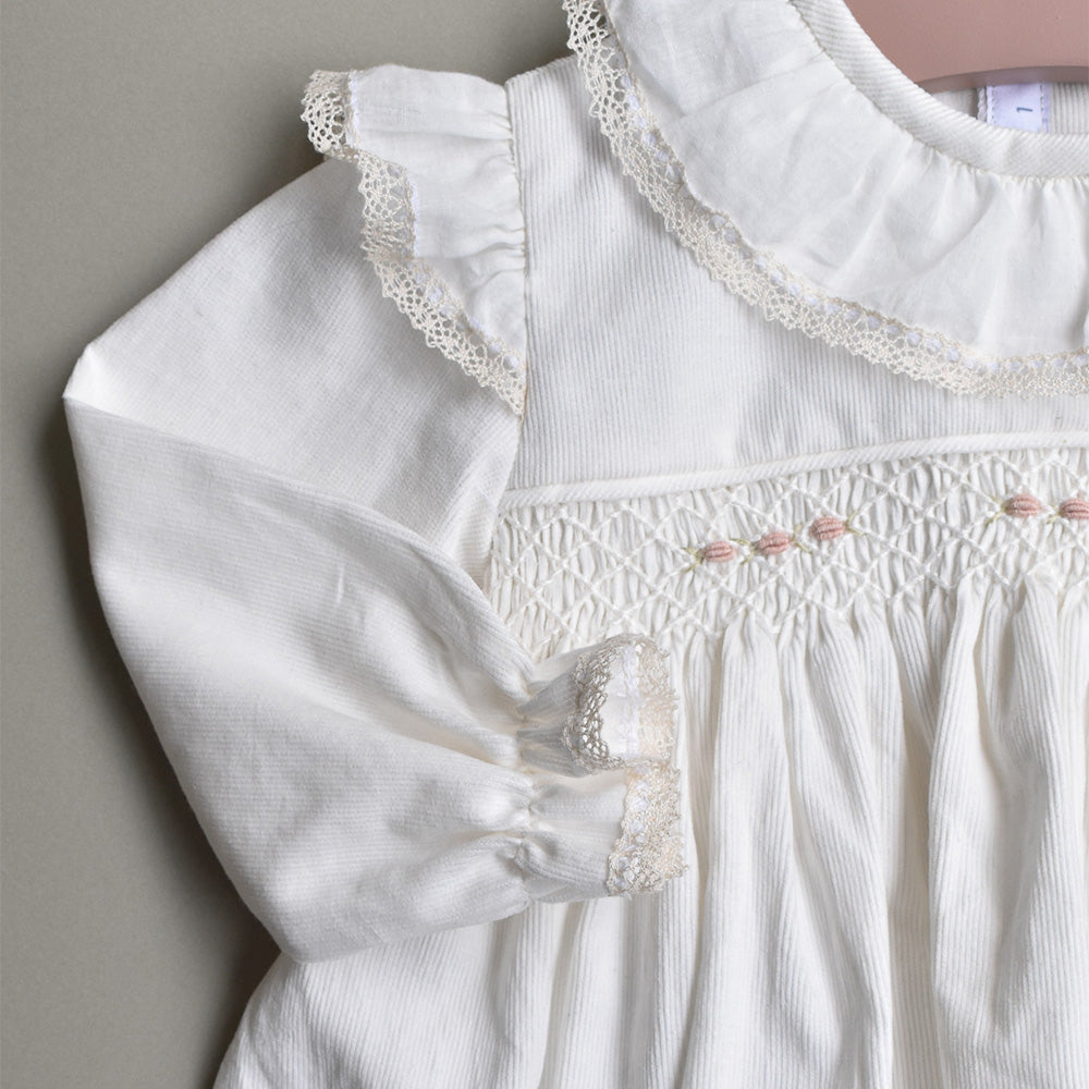 Vestido smock cuello payaso de cotelé