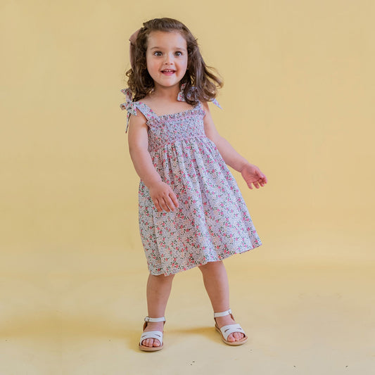 Soleras smock en coral y amarillo