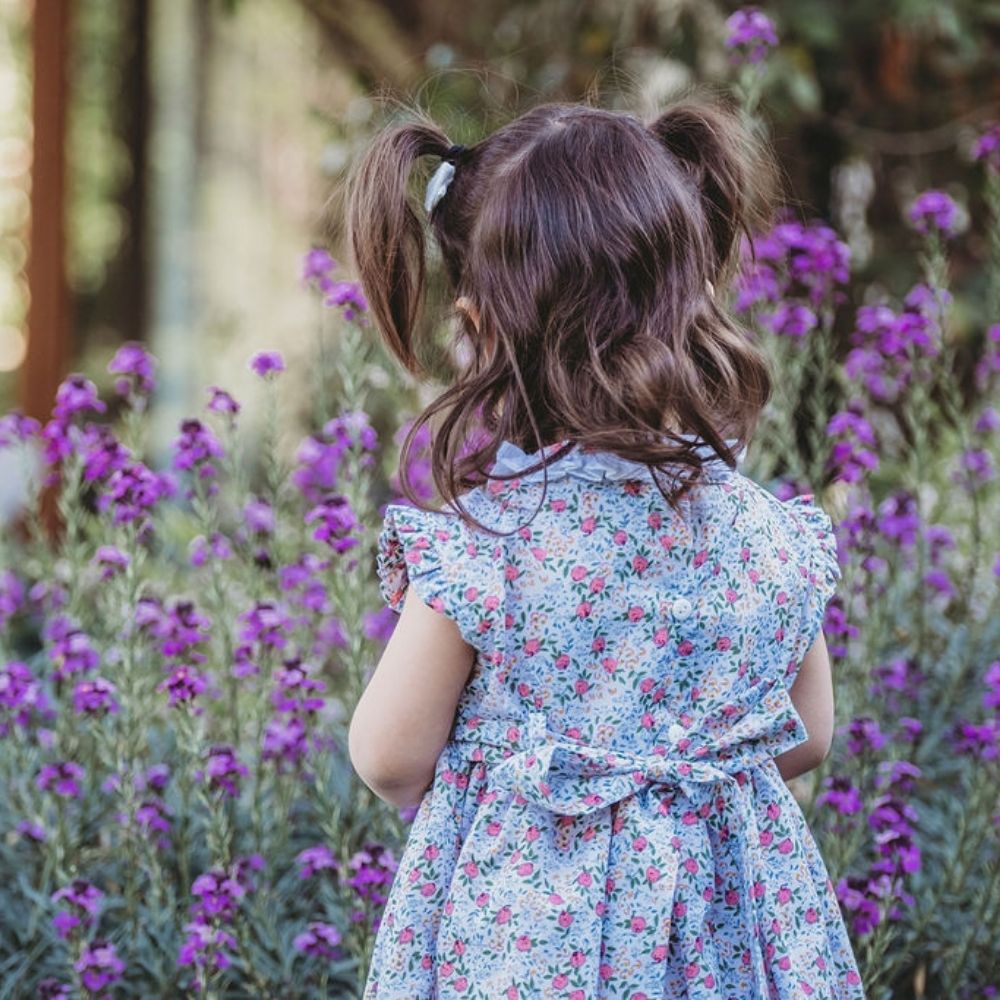 Vestido Clásico smock estampado flores coral