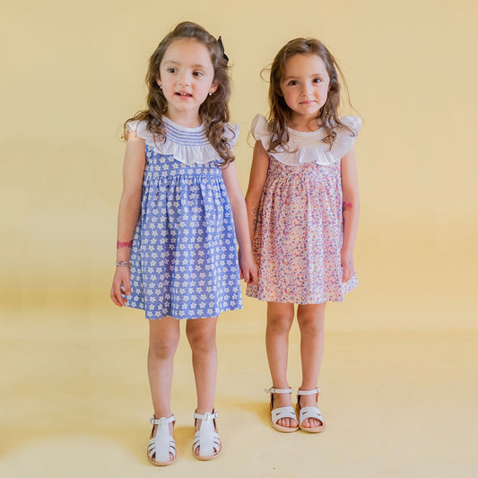 Vestido cuello español estampado