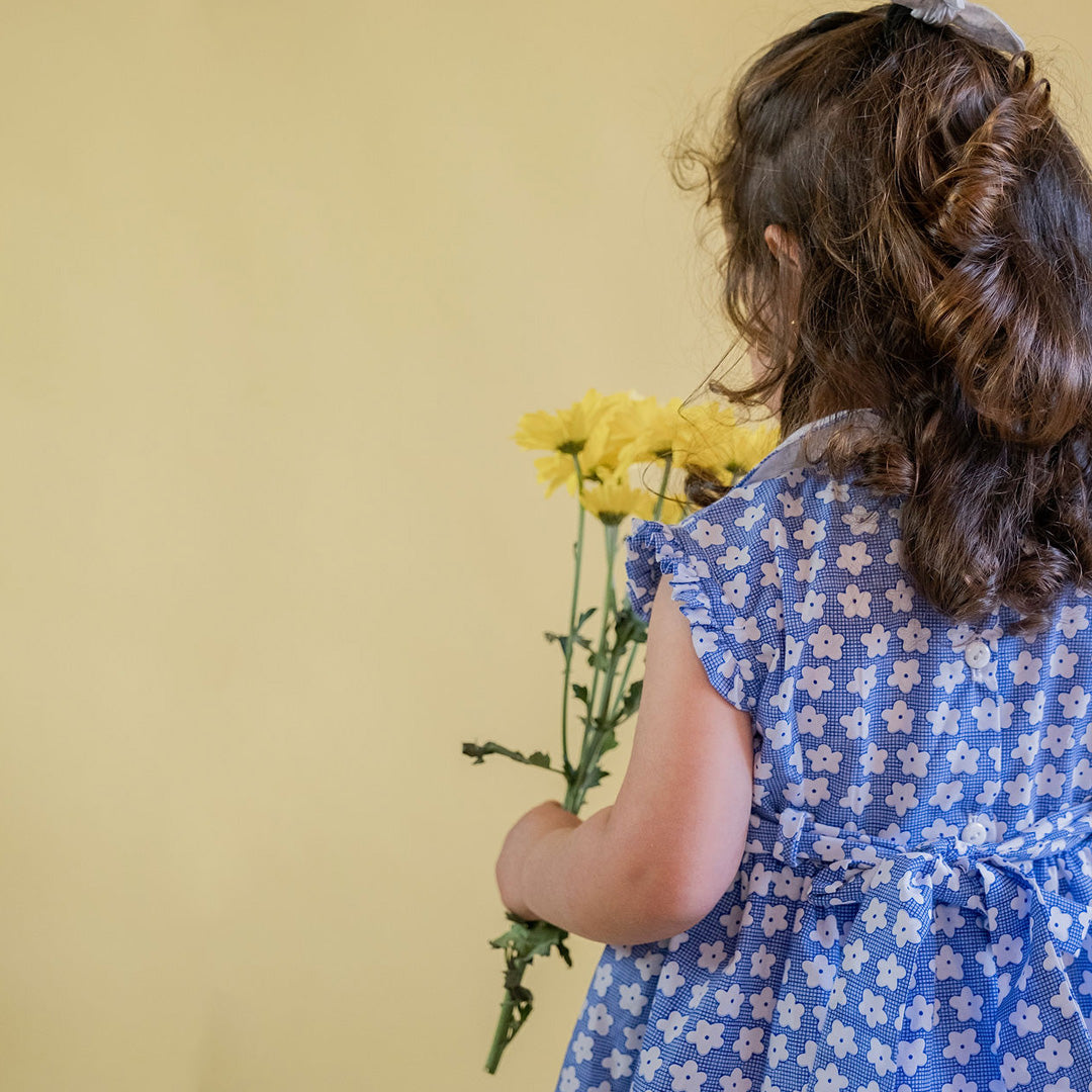 Vestido smock estampado Flor Azul