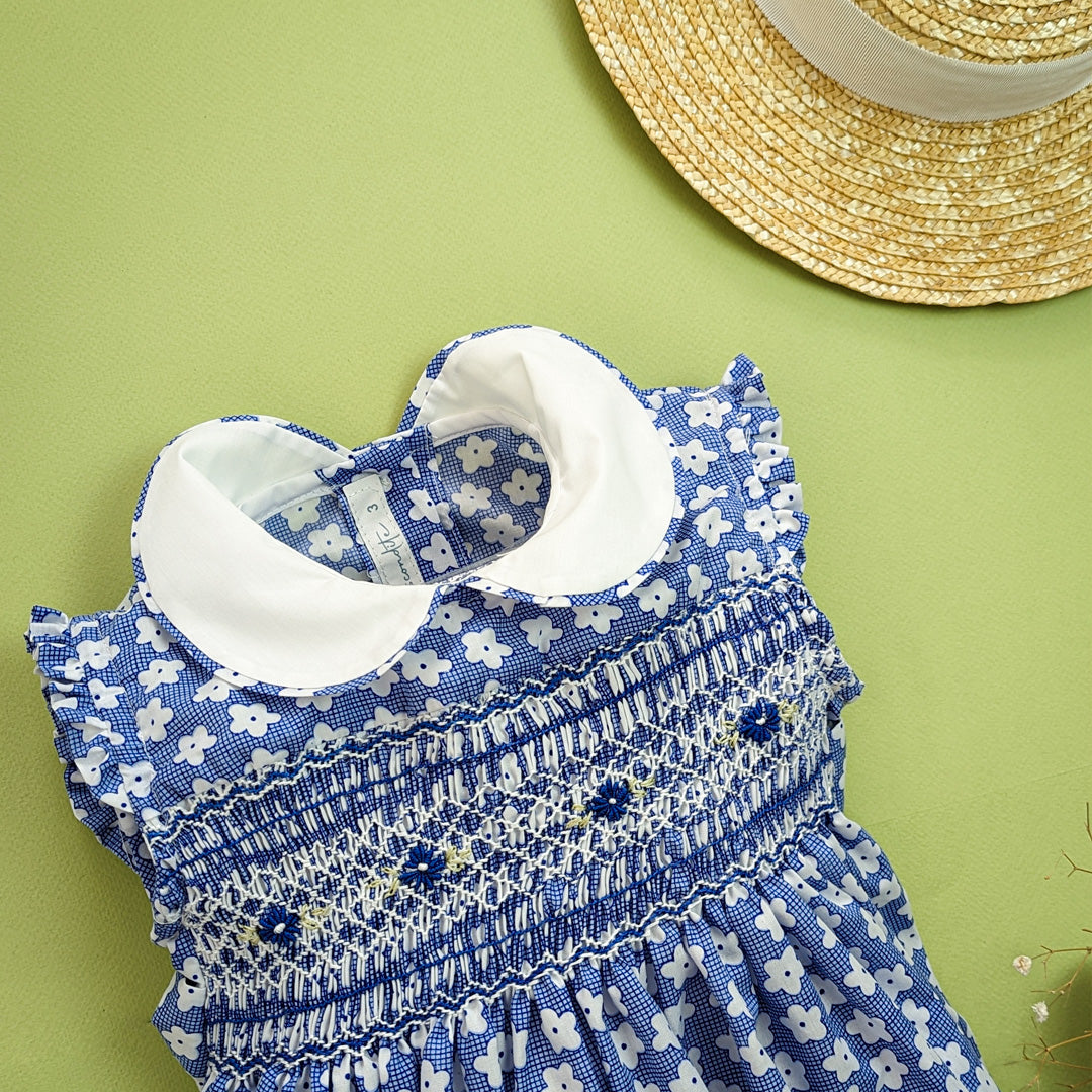 Vestido smock estampado Flor Azul