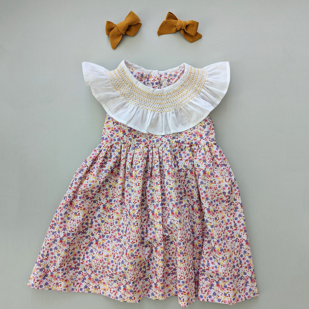 Vestido cuello español estampado
