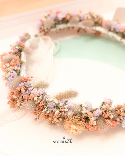 Coronas de flores secas preservadas bebés y niñas