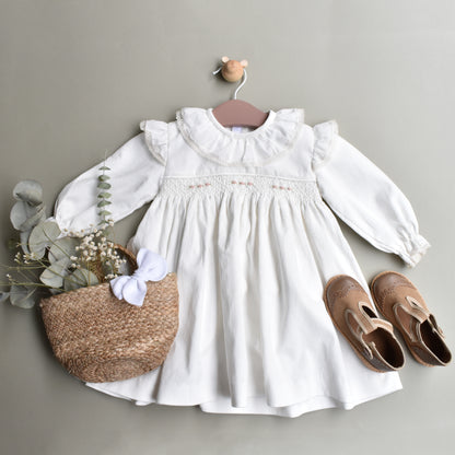 Vestido smock cuello payaso de cotelé